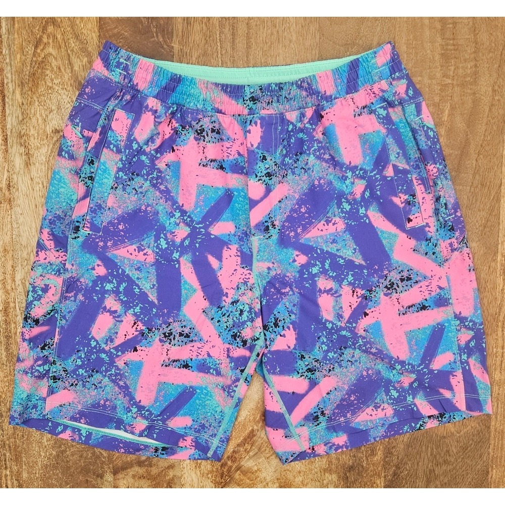Birddogs Baysiders Shorts Mens L Colorful Geometric 9" Inseam Athletic Lined Gym